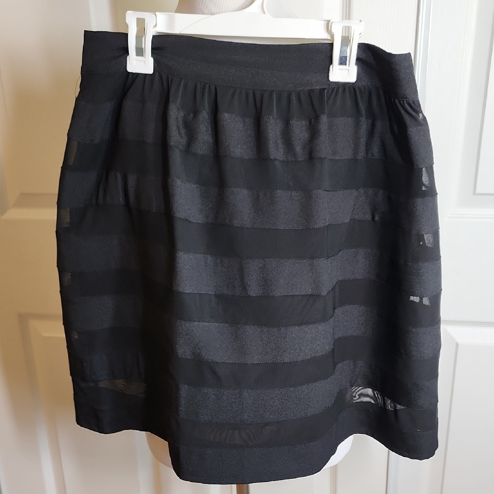 bebe Black and Gray Striped Skirt